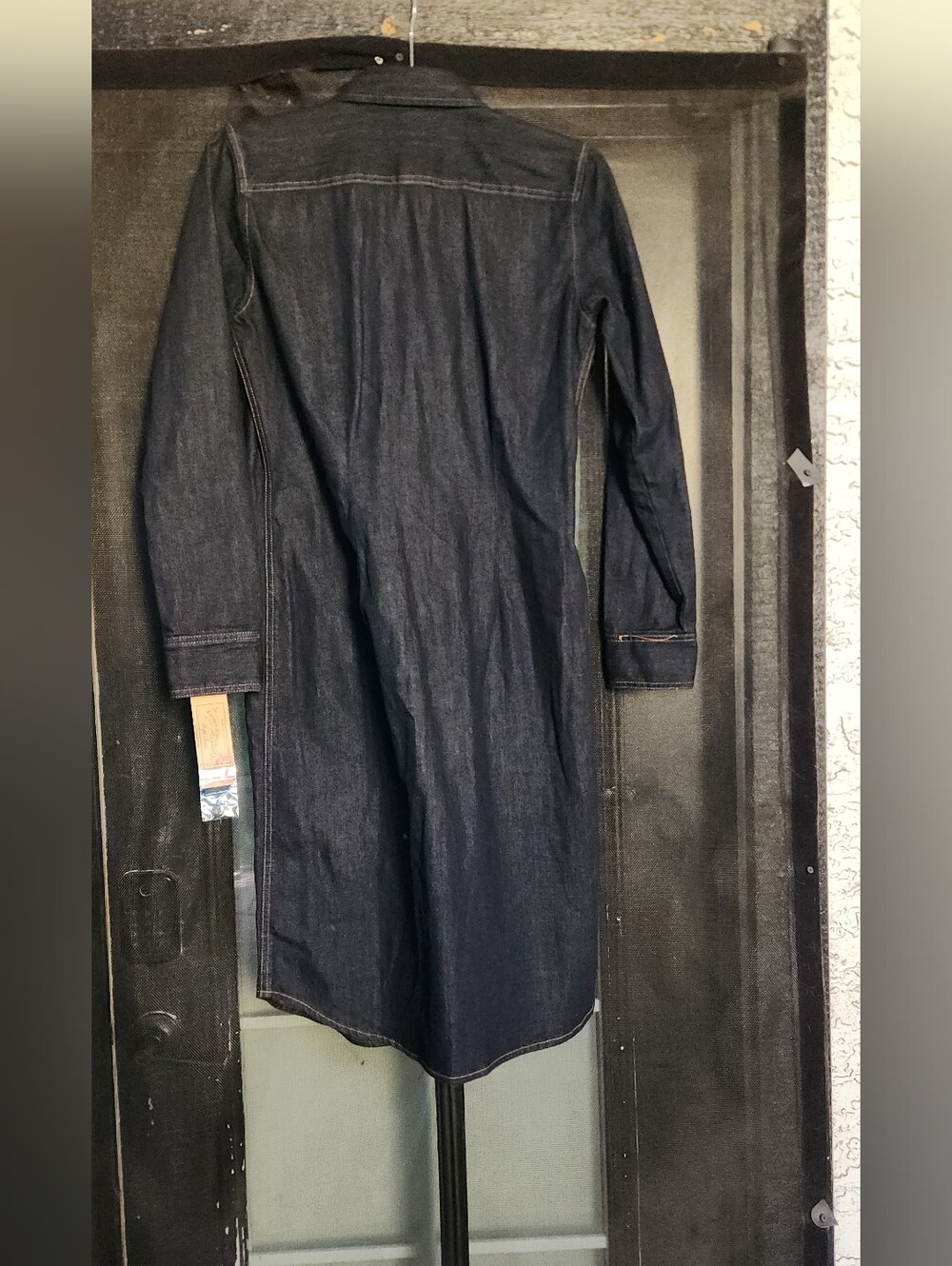 Classic Dark Blue Denim Shirt Dress with Belt - Picture 4 of 6
